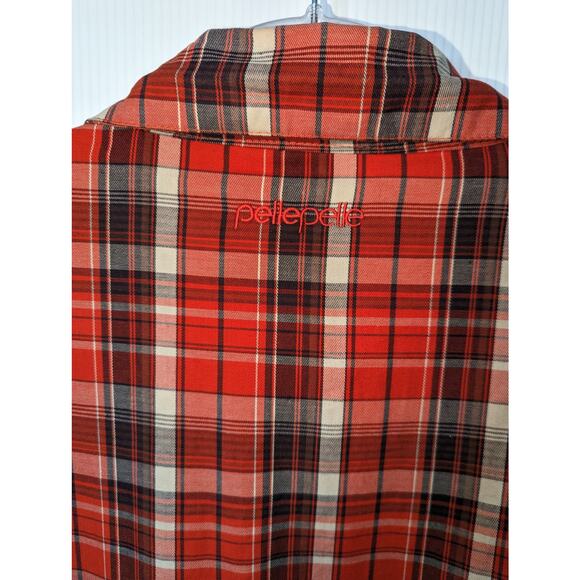 Pelle Pelle Vintage Plaid Zip Front Windebreaker Jacket Orange Brown Gray 4X - Picture 4 of 11